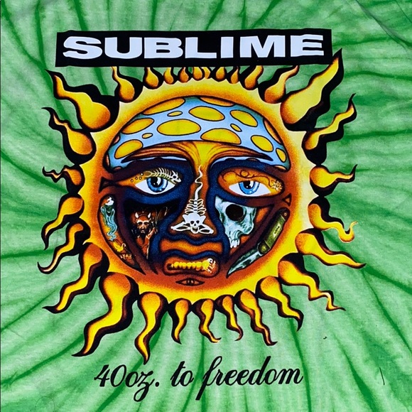 Sublime Green Tie Dye Tee Shirt VTG Style Men’s Te - Picture 2 of 3